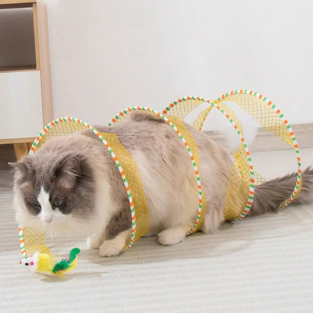 Creative Foldable Cat Coil Tunnel Toys Stretchable