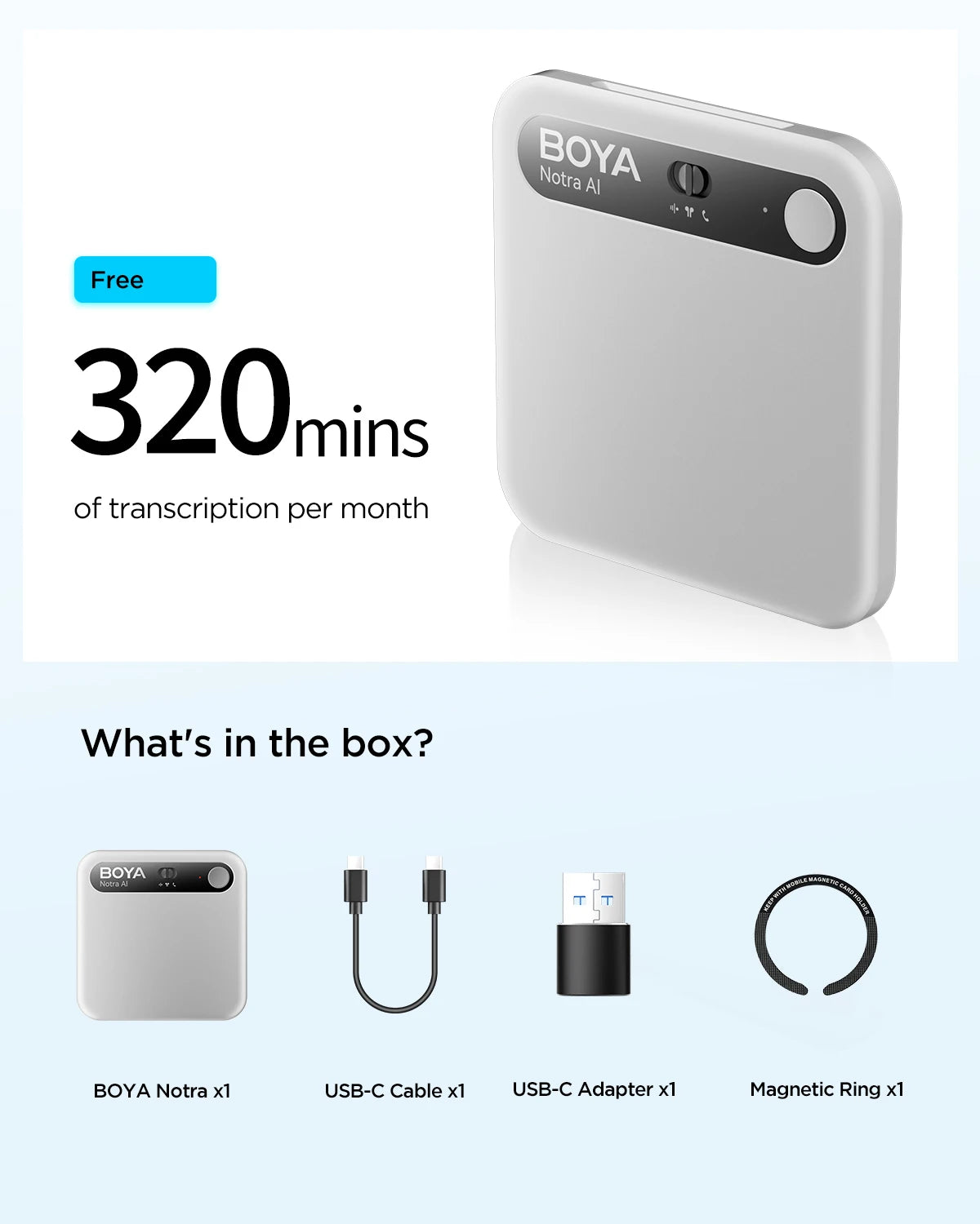 BOYA Notra AI Recording - Smart Voice Activated Recorder