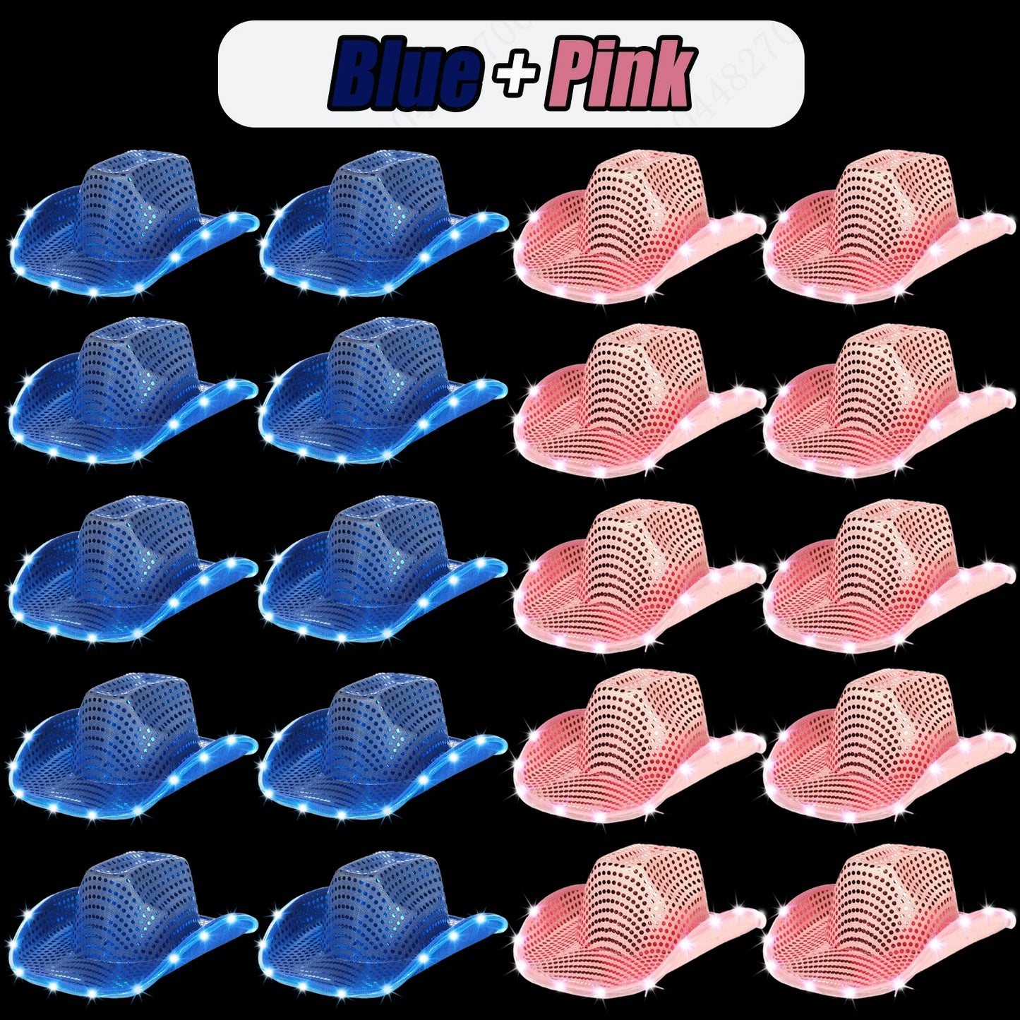 LED Cowboy Hats Bulk for Wedding Lighting up Party Hats
