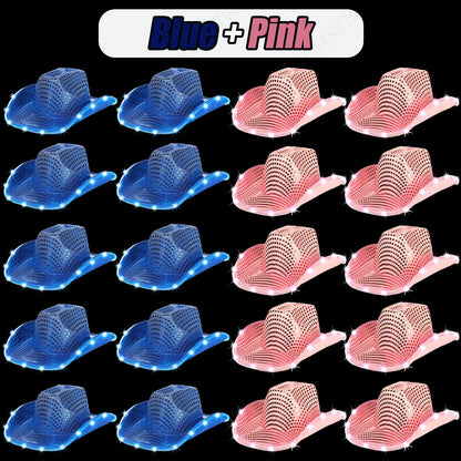 LED Cowboy Hats Bulk for Wedding Lighting up Party Hats