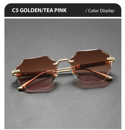 Man Woman Sunnies Fashion Unisex Rimless Sunglasses
