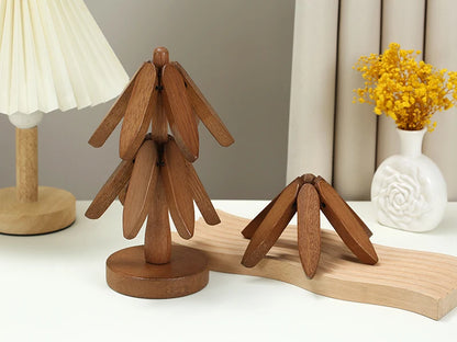 Tree Design Stand Bamboo Wooden Trivets Decorative