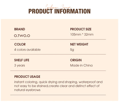 O.TWO.O Eyebrow Pomade Brow Natural Waterproof Makeup