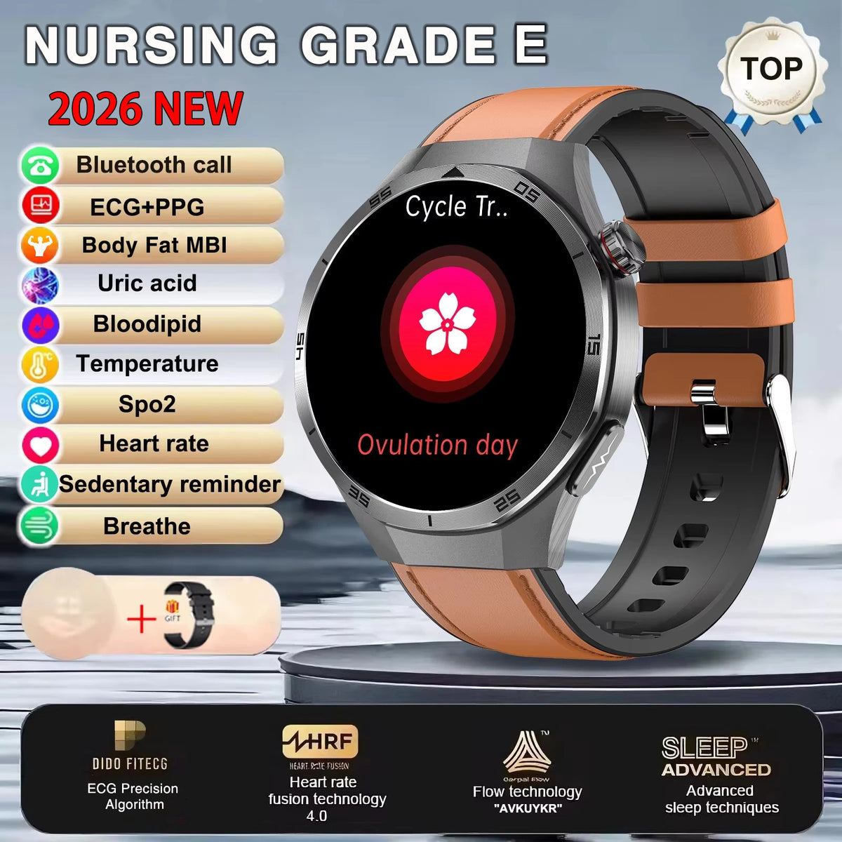New Nursing Grade ECG+PPG Smart Watch Health Analysis