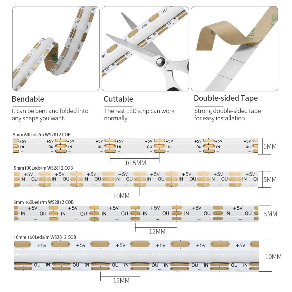 WS2812B COB LED Strip Individually Addressable Smart RGB