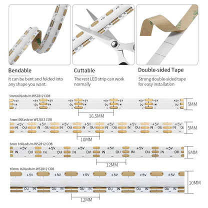 WS2812B COB LED Strip Individually Addressable Smart RGB