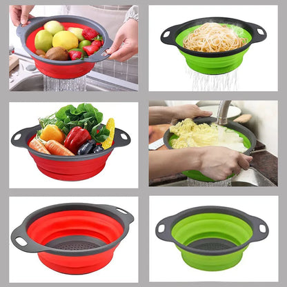 Silicone Folding Drain Basket Fruit Vegetable Washing Basket