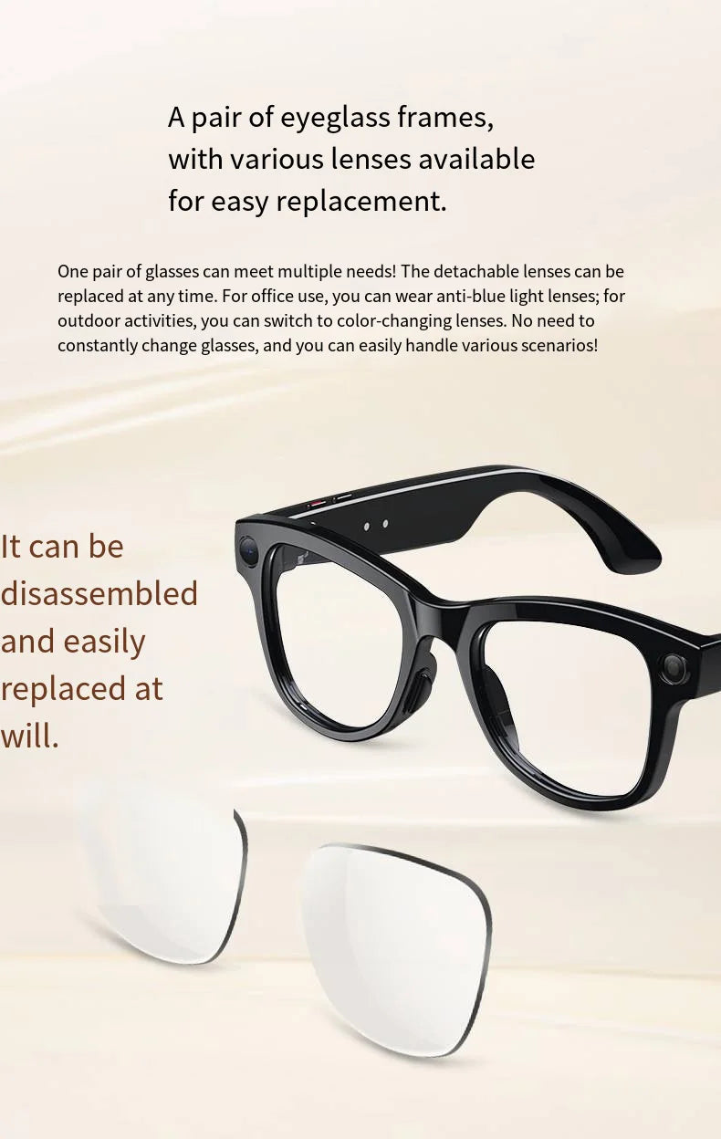 HOMEFISH M02 AI Smart Glasses with 4K Camera Bluetooth