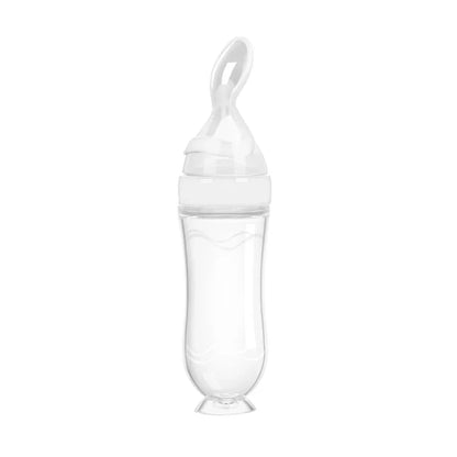 Safe Useful Silicone Baby Bottle with Spoon Food Supplement