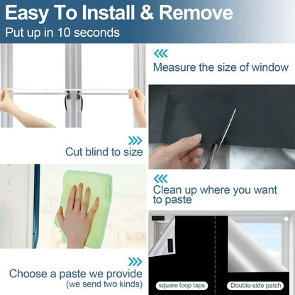 100% Blackout Window Cover Darkest Light Block Black Privacy
