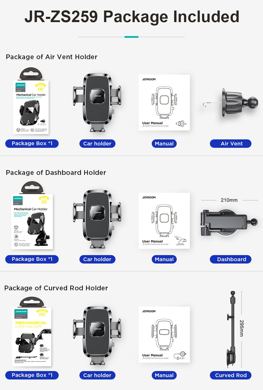 Joyroom Car Phone Holder Mount 360° Widest View Universal