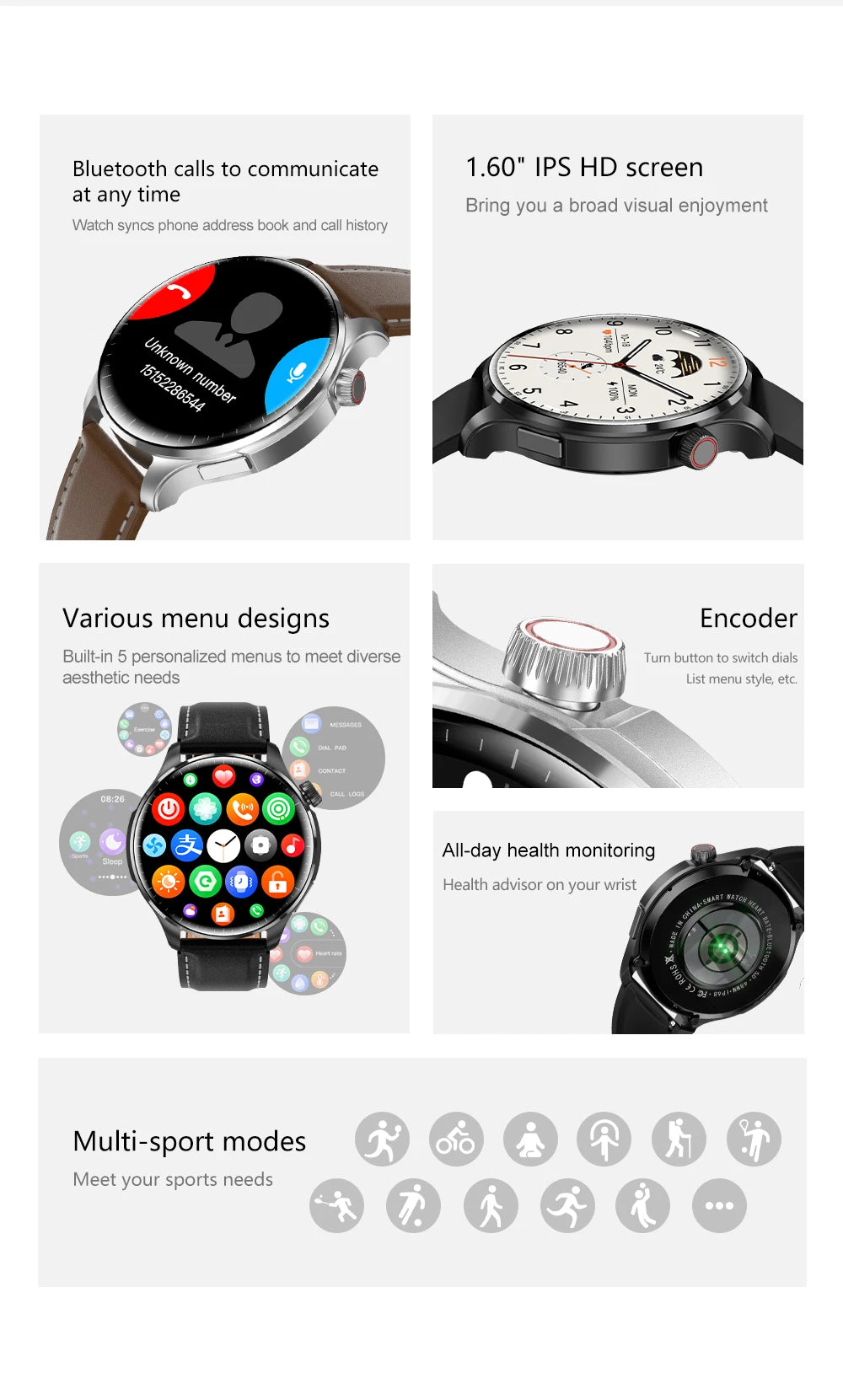 New GPS SmartWatch BluetoothCall IP68 Waterproof Men Women