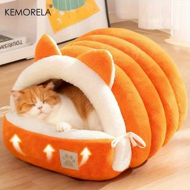 KEMORELA New For Cat Ear Cat Bed -Soft & Semi Winter-Enclosed