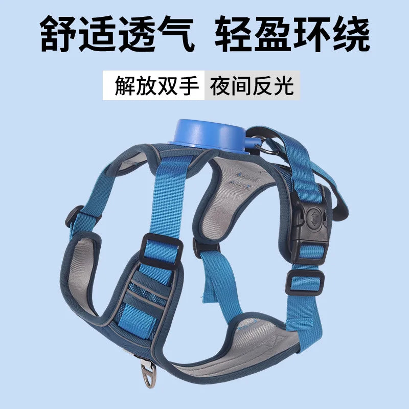 Automatic retractable dog leash with chest and back strap