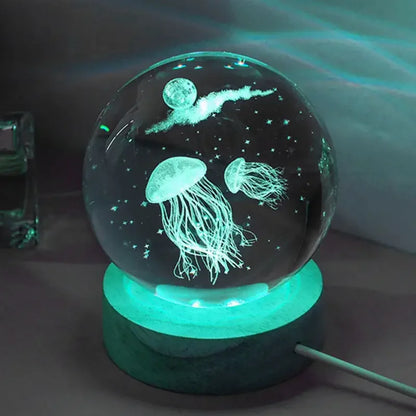 Deep-Sea Jellyfish Crystal Ball, USB-Powered Glass Ball Night Light