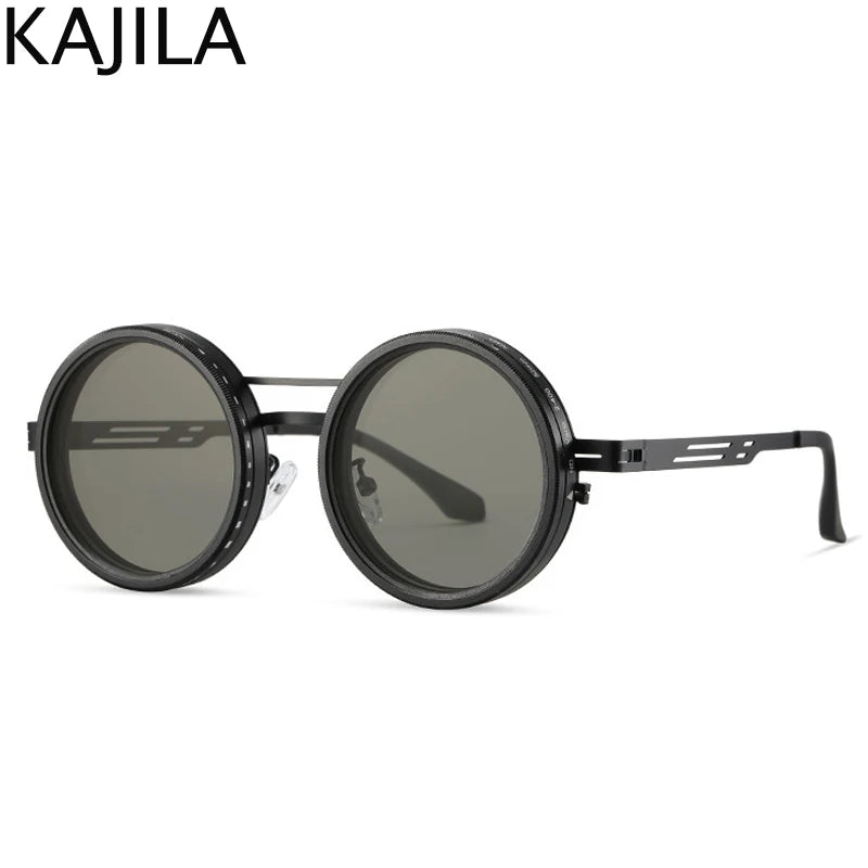 Polarized Round Steampunk ND9 Adjustable Dimming Sunglasses