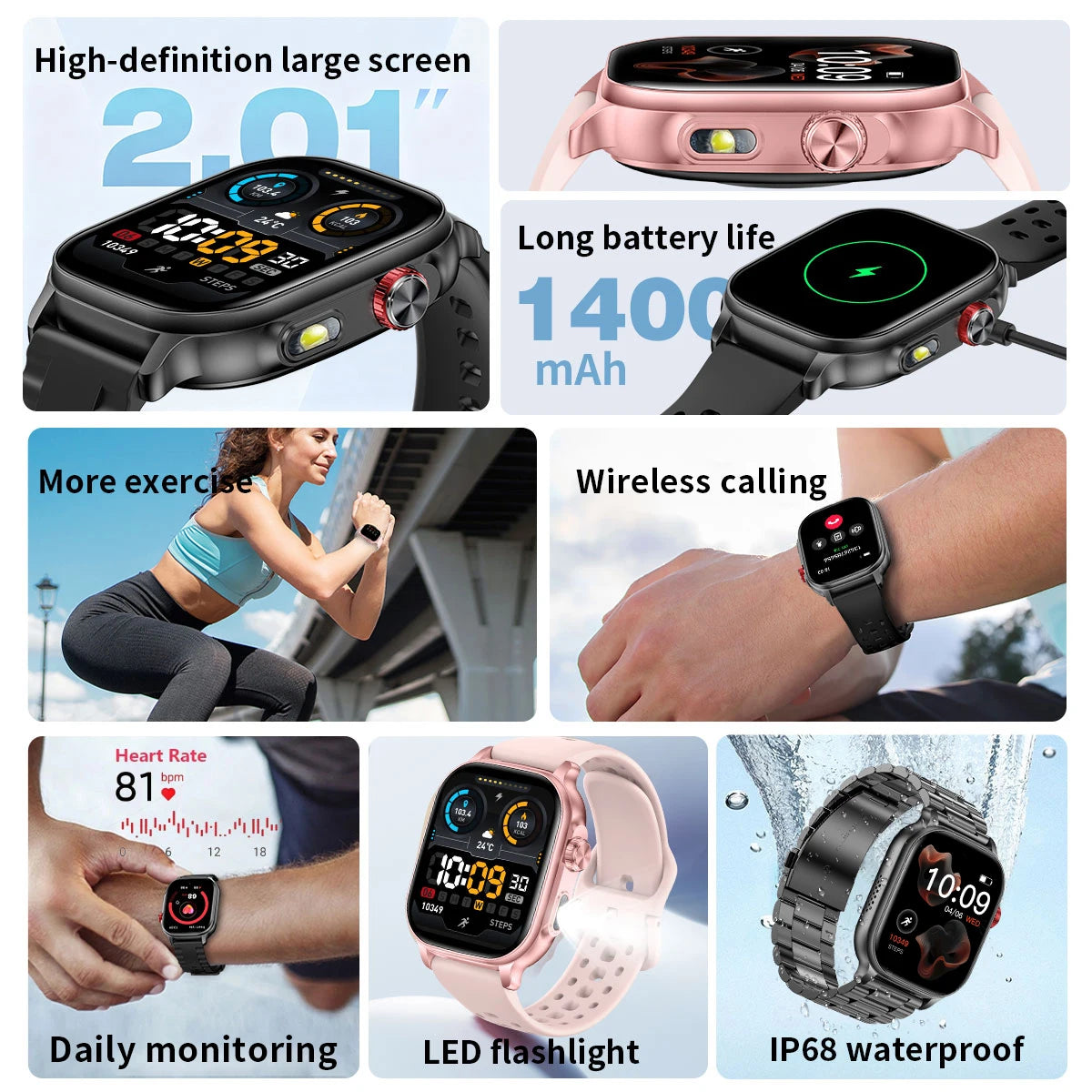 LIGE New Built-in 1400mAh Super Large Battery Smart Watch