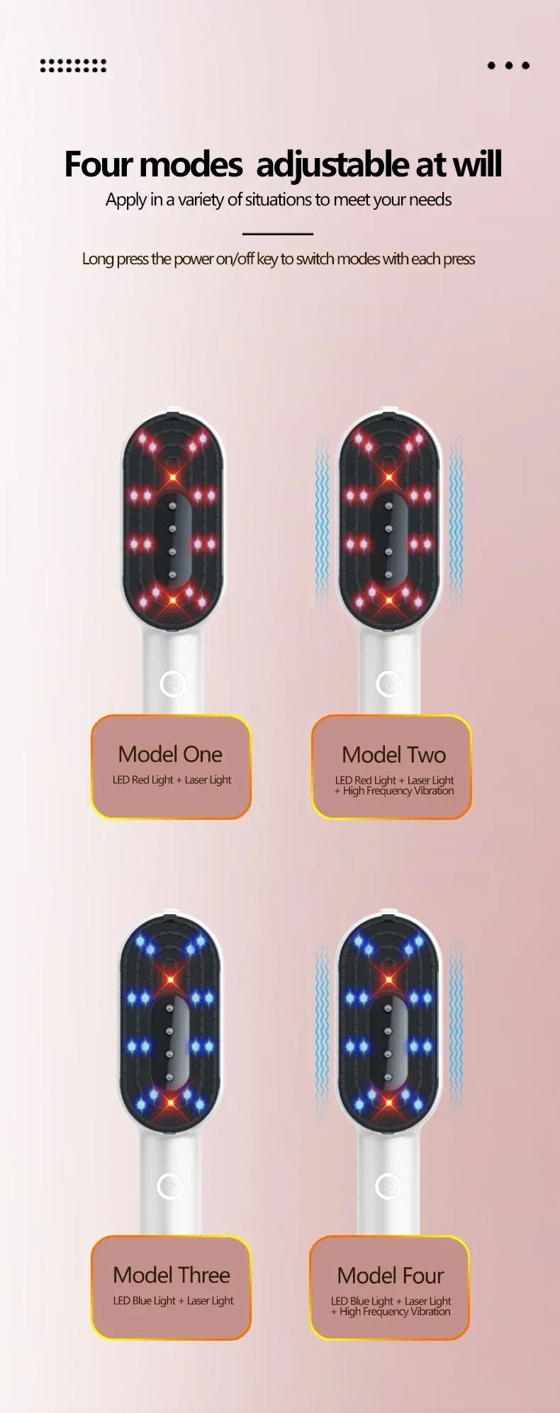 3 in 1 LED Red Blue Light Therapy Hair Growth Comb