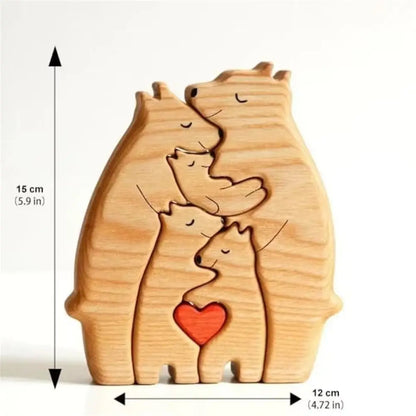 Art Wooden Bear Family Puzzle Personalized Name Custom