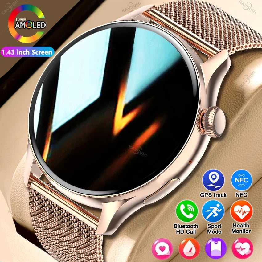 NFC Smart Watch Amoled HD GPS Track Sports Heart Rate