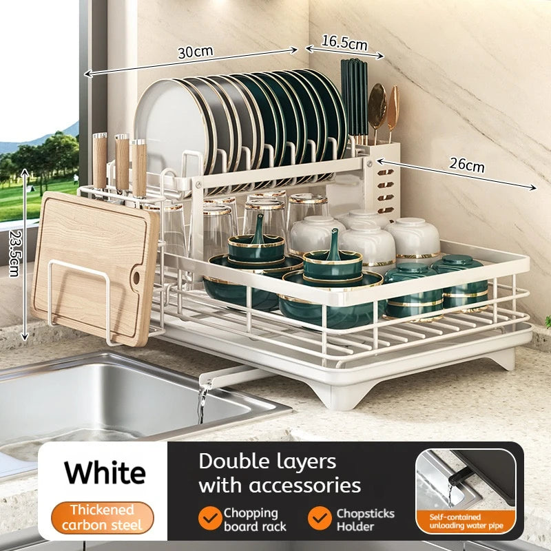 Stainless Steel Dish Drying Rack Adjustable Kitchen Plates