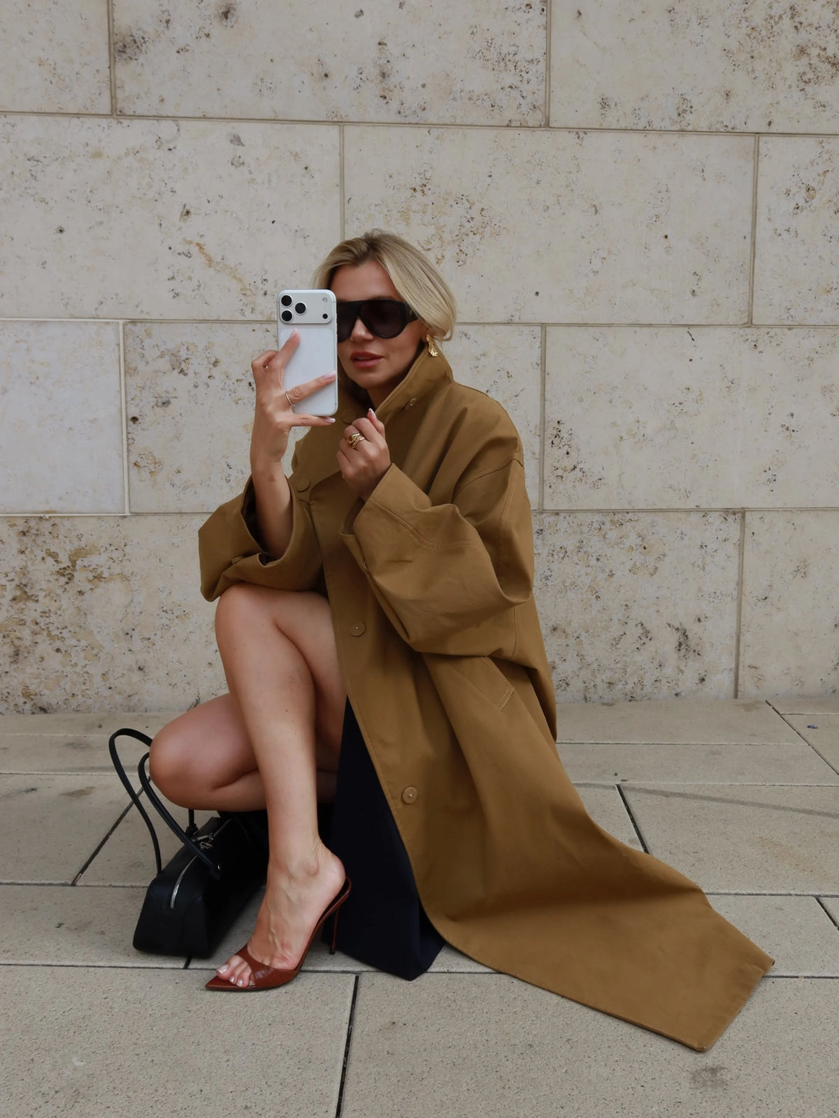Casual Solid Long Trench Coat Women Stand Collar