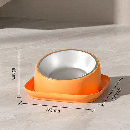 Tilted Cat Bowl Stainless Steel Neck Protection Anti Slip