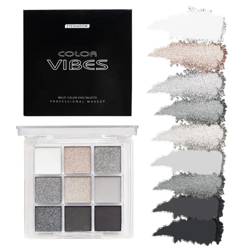 9 Colors Glitter Eyeshadow Palette Avocado Green Shimmer