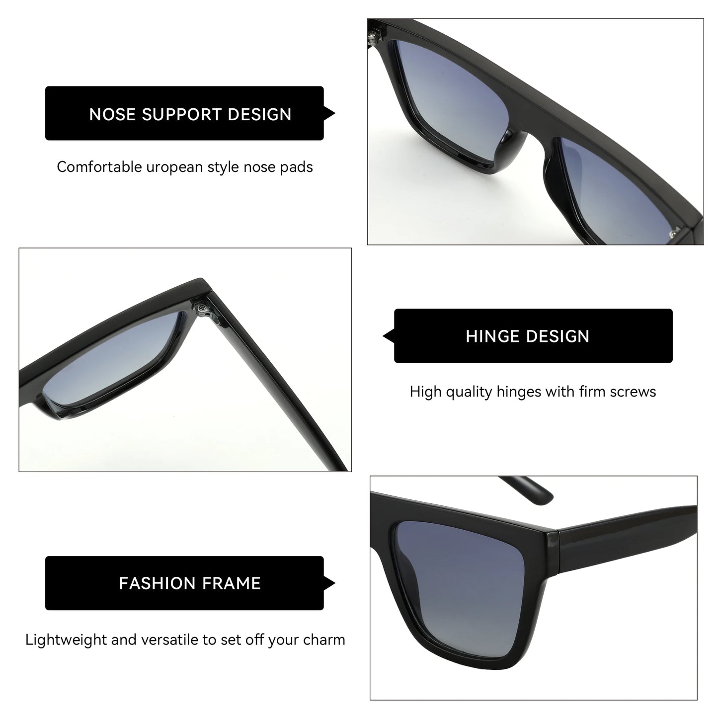 Retro Square Polarized Sunglasses Women Men Acetate