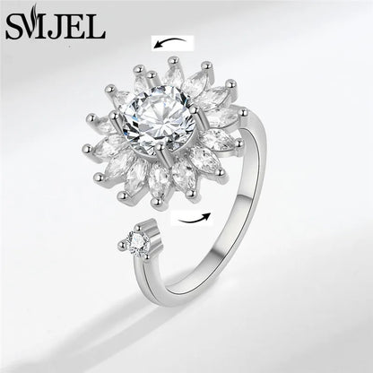 Luxury Crystal Anxiety Relief Spinning Fidget Rings for Women