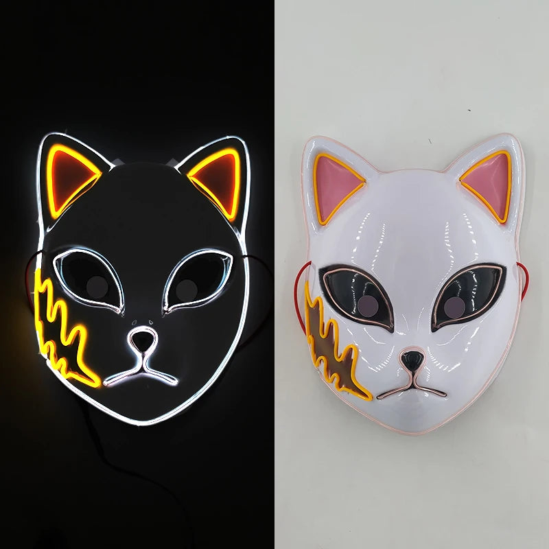 Glowing  Demon Slayer Mask Cosplay Japanese Cartoon