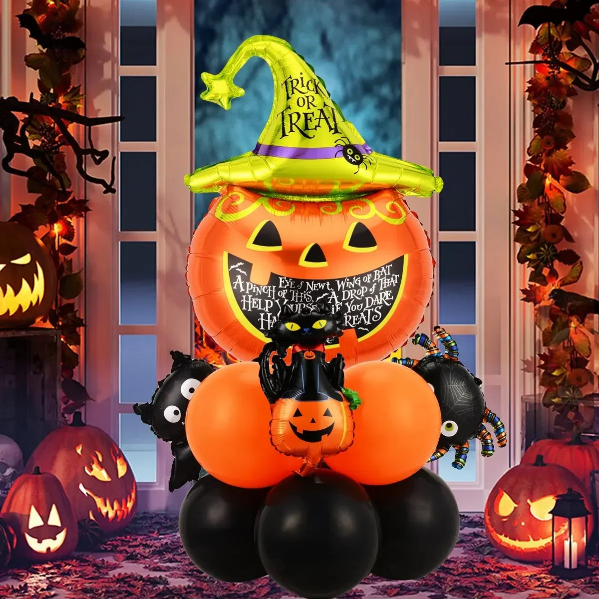 12/13pcs Happy Halloween Balloon Set With Black Orange Latex Globos Ghost Bat Pumpkin