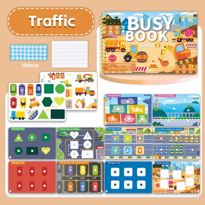 Children Quiet Busy Book 4 Themes Cartoon Travel Sticker