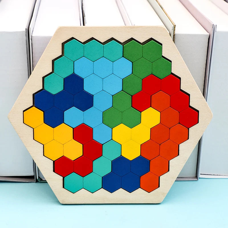 1 Set Wooden Blocks Puzzle Brain Teasers Toy Tangram