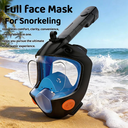 Full Face Snorkel Mask 180° Panoramic View Dry Top Snorkel