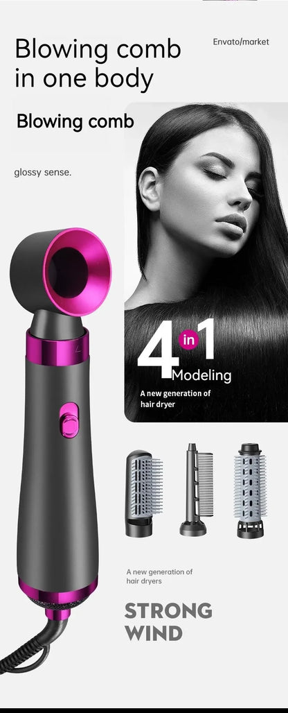 Five in one hair dryer hot air comb electric curly hair straightener