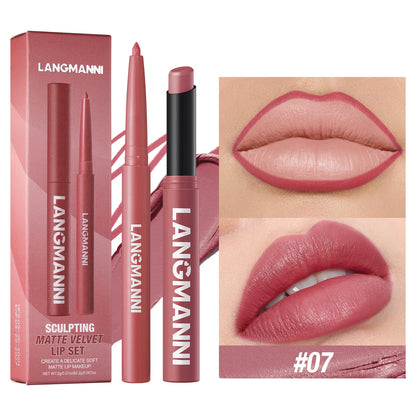 Integrated waterproof lipliner lipstick set