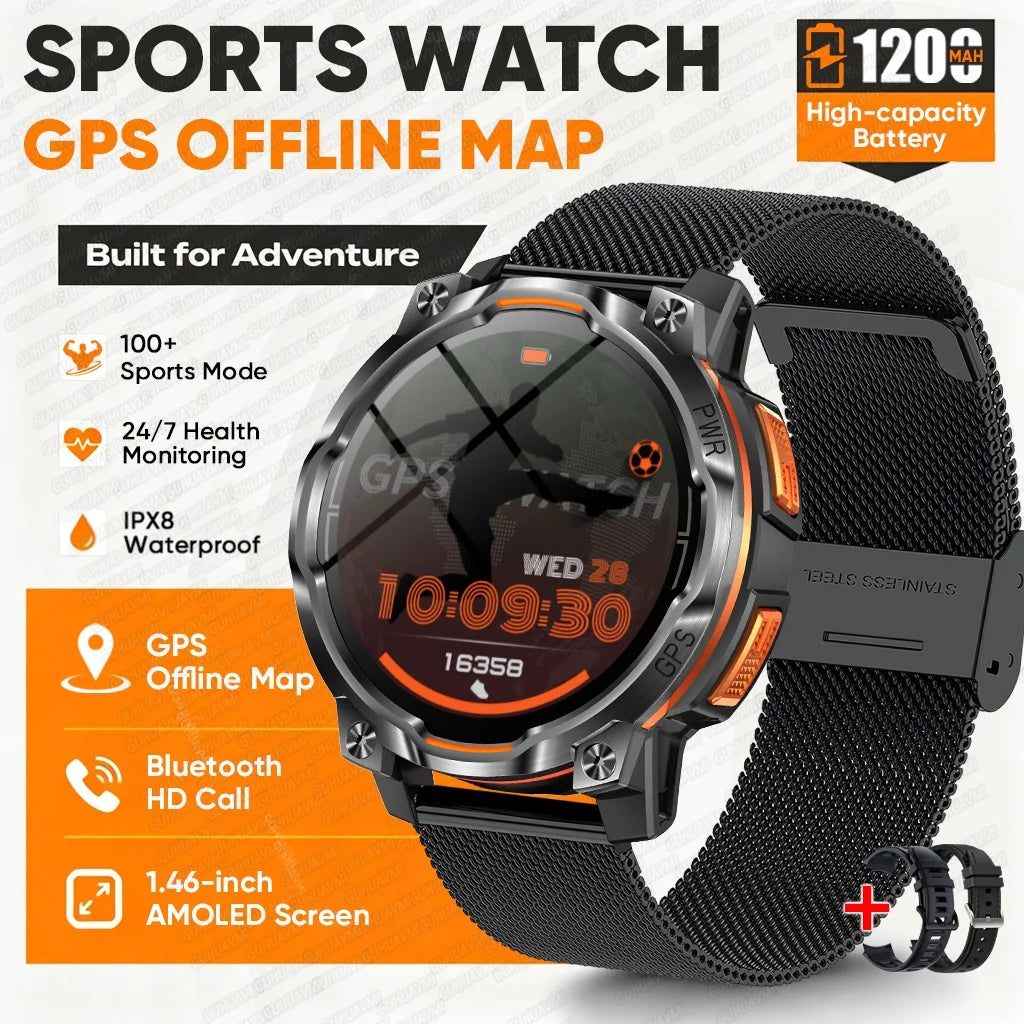 New GPS Map Smart Navigation Watch 1200mAh Battery