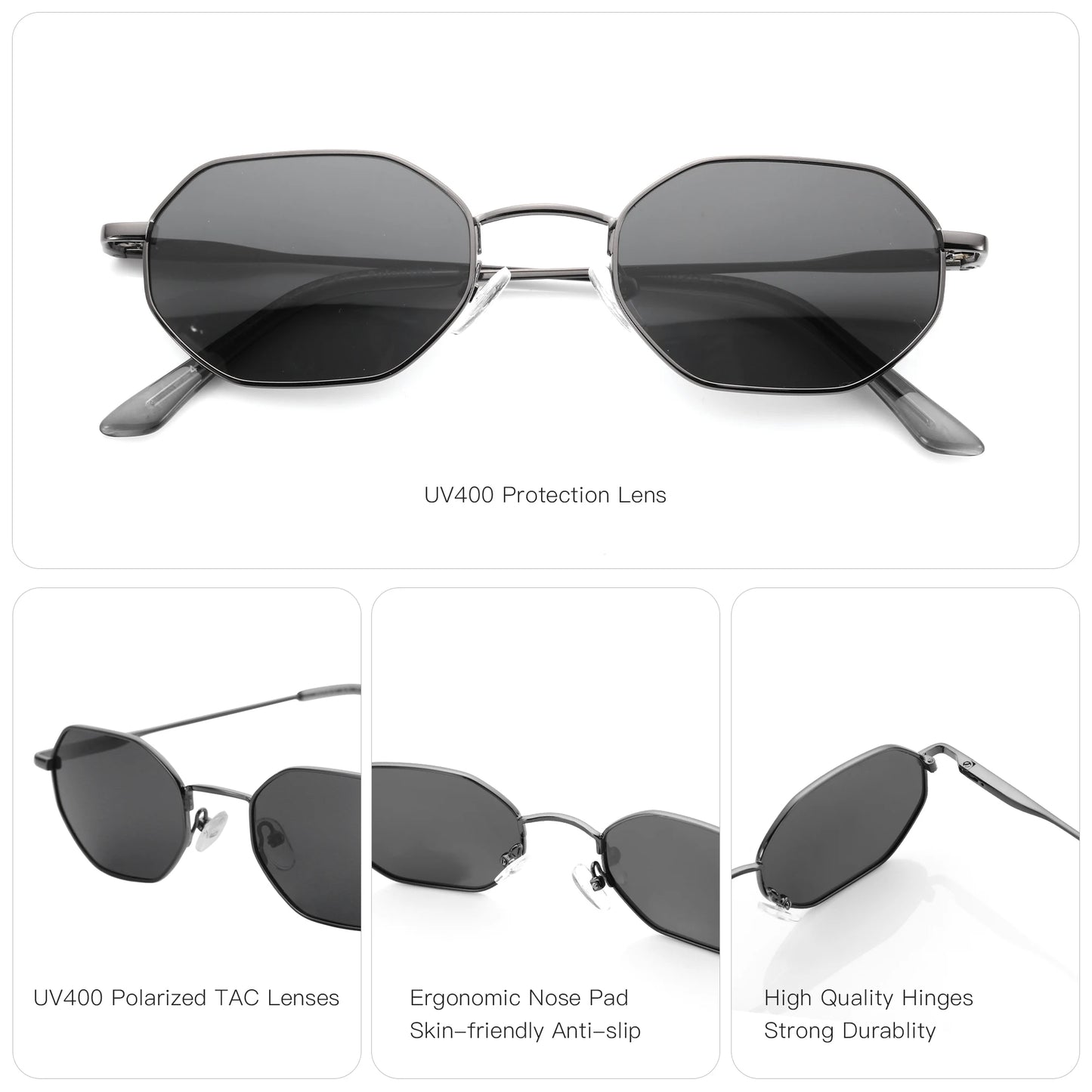 ZENOTTIC Retro Small Polygon Polarized Sunglasses