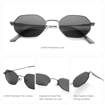 ZENOTTIC Retro Small Polygon Polarized Sunglasses