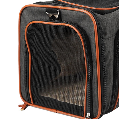 Double-sided expandable cat/dog carrier airline carry-on
