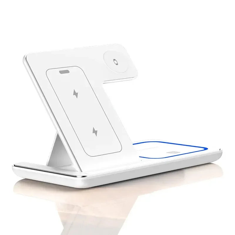 3 in 1 Wireless Charger Stand Pad Foldable Fast Charging