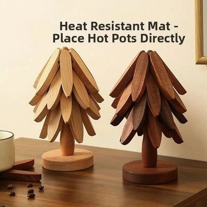 Tree Design Stand Wooden Trivets Decorative Anti Scald