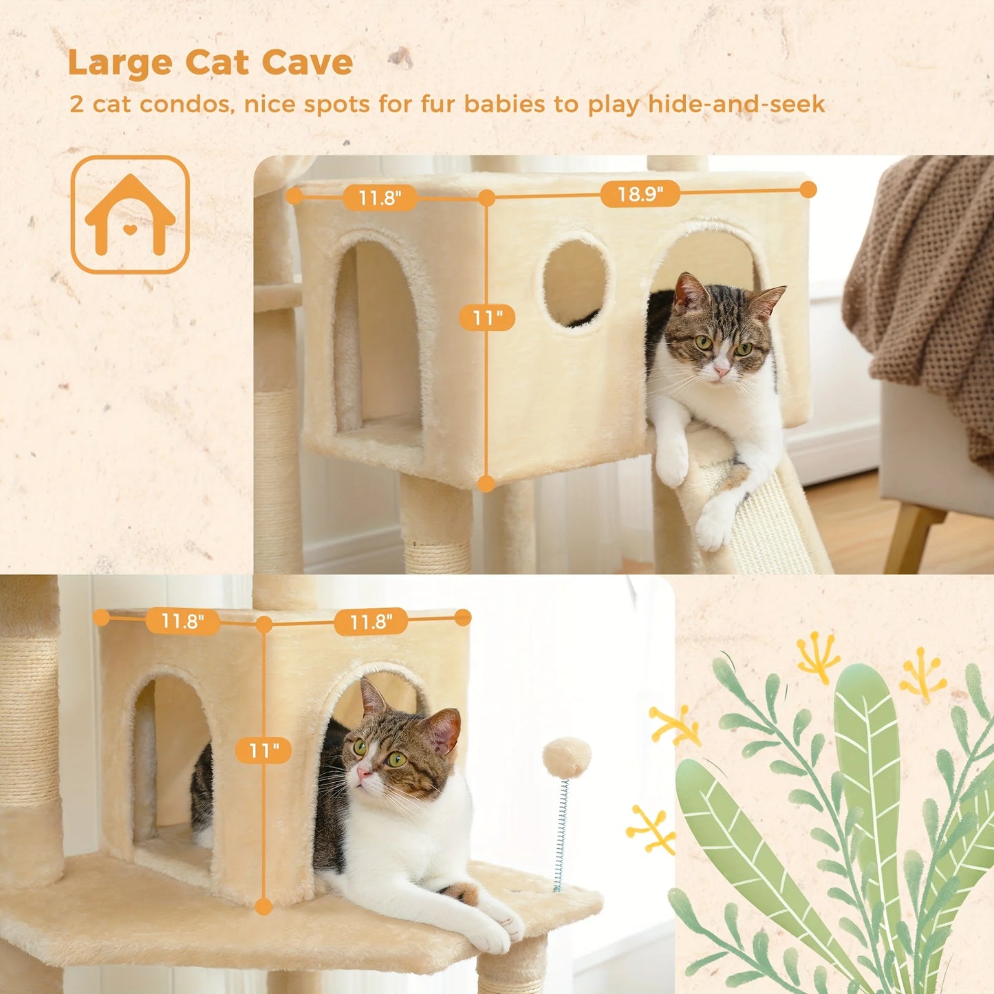 Cat Tree with Scratching Posts, Cat Tower Furniture
