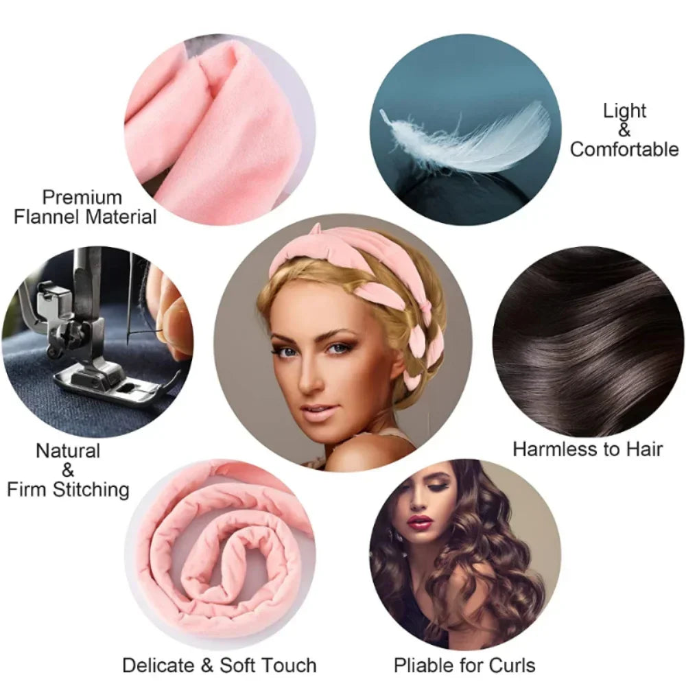 Woman Heatless Curling Rod Headband Lazy Hair Curler