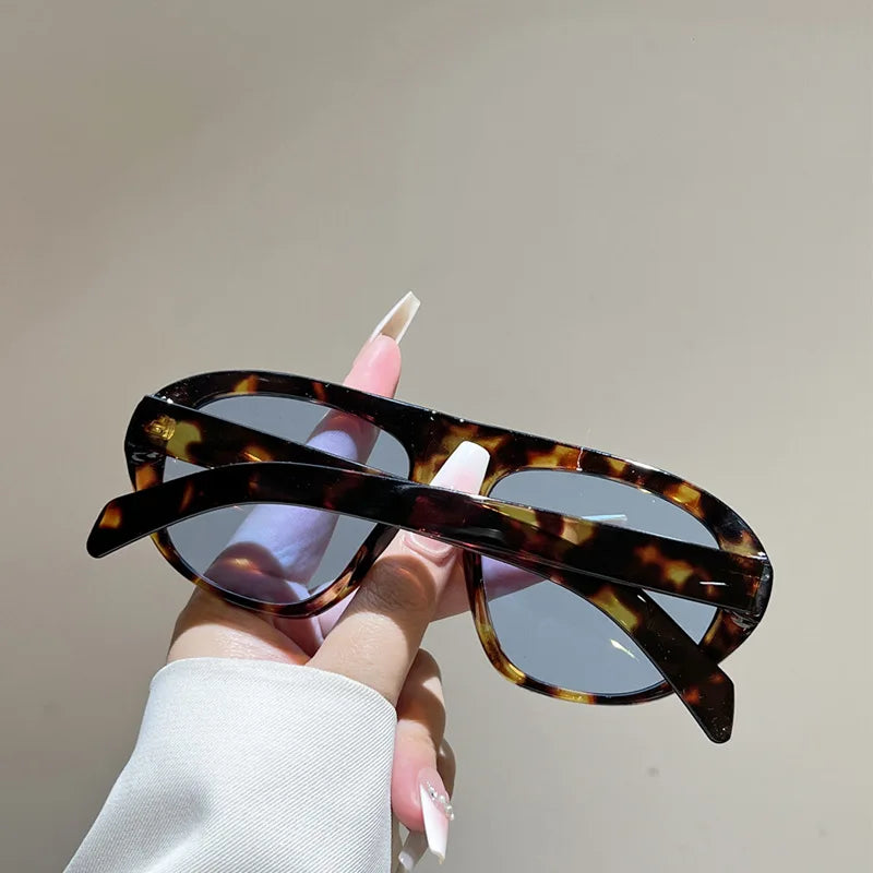 new fashion leopard gradient oval sunglasses for women
