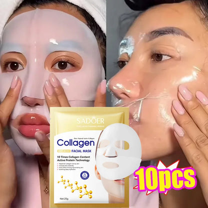 10pcs Korean Collagen Anti Wrinkle Facial Mask  Fade Fine Lines