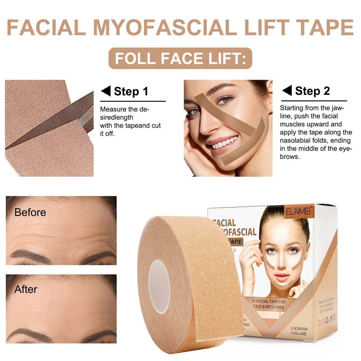 Instant Facial Myofascial Lift Tape Skin Lifting Removal Sticker