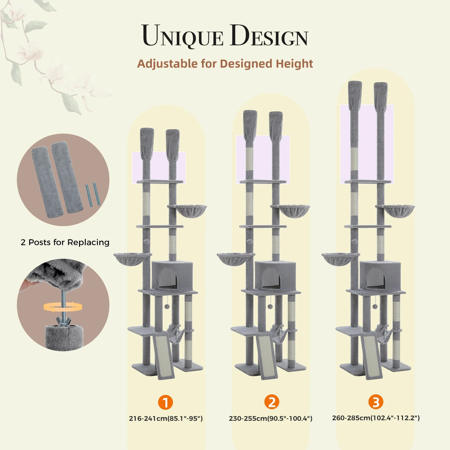 Cactus Cat Tree Floor to Ceiling Tower Scratching Posts