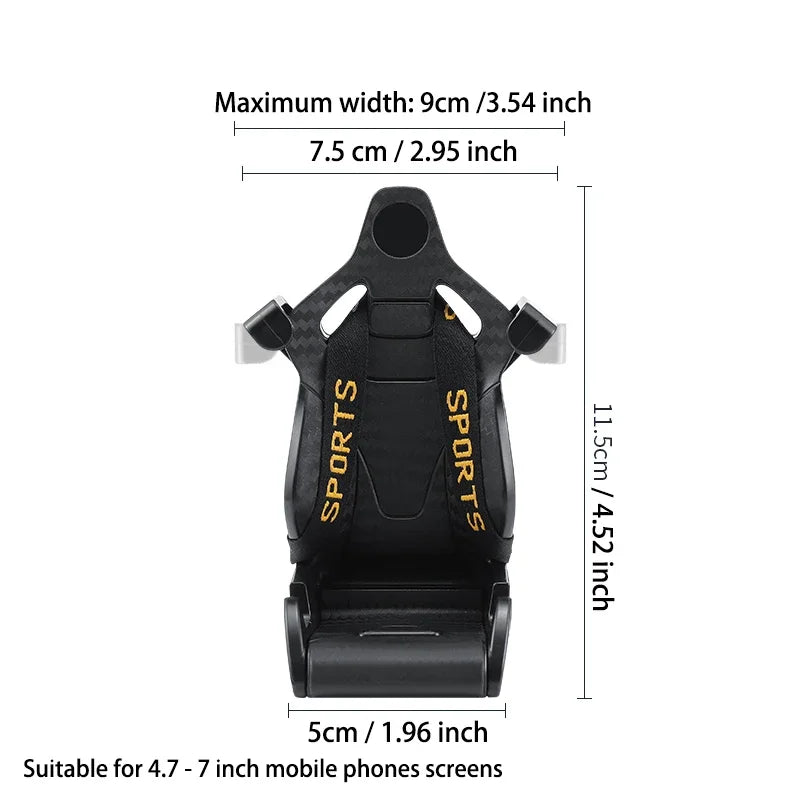 Racing seat design car phone holder Mount stand suction cup